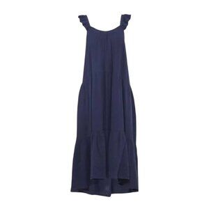 Xirena Rumer Midi Dress Womens Medium Navy Blue Cotton Gauze Sleeveless Hampden
